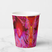Psychedelic Trippy Retro Red Hibiscus Flower Papieren Bekers (Voorkant)