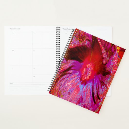 Psychedelic Trippy Retro Red Hibiscus Flower Planner (Display)