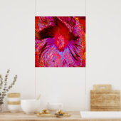 Psychedelic Trippy Retro Red Hibiscus Flower Poster (Keuken)