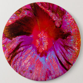 Psychedelic Trippy Retro Red Hibiscus Flower Ronde Button 6,0 Cm