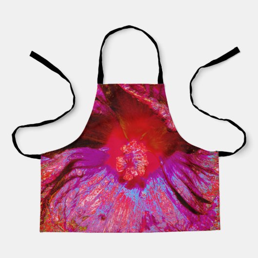 Psychedelic Trippy Retro Red Hibiscus Flower Schort (Voorkant)