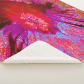 Psychedelic Trippy Retro Red Hibiscus Flower Sherpa Deken (3/4)