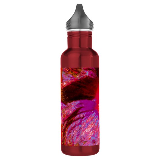 Psychedelic Trippy Retro Red Hibiscus Flower Waterfles (Links)