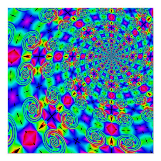 Psychedelic trippy swirl spiral light show poster (Voorkant)