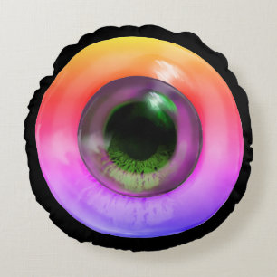 Psychedelic Trippy Weird Hippie Funky Eye Rond Kussen