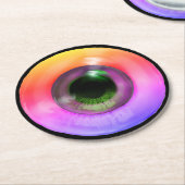 Psychedelic Trippy Weird Hippie Funky Eye Ronde Kartonnen Onderzetter (Gebogen)