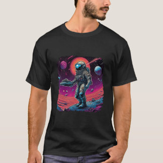 Psychedelic Trippy Zwart Licht Astronaut Space Art T-shirt