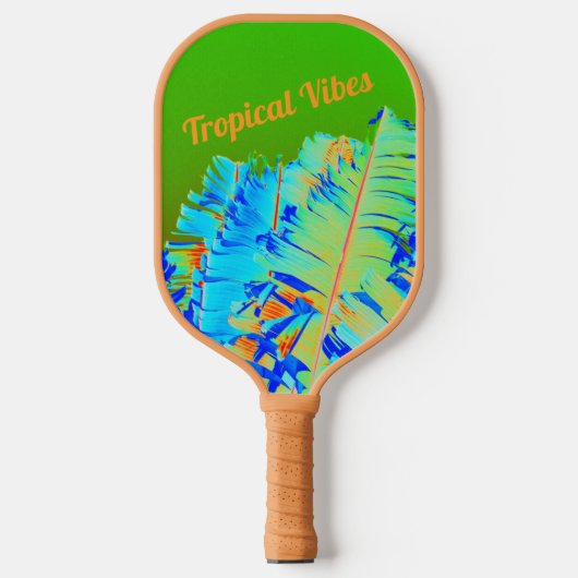 Psychedelic Tropical Vibes Palm Trees Blue Green Pickleball Paddle (Voorkant)