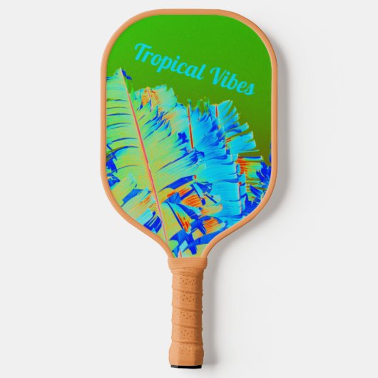Psychedelic Tropical Vibes Palm Trees Blue Green Pickleball Paddle (Achterkant)