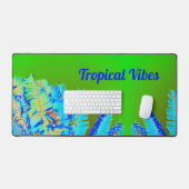 Psychedelic tropische vibes palmbomen groen blauw bureaumat (Keyboard & Muis)