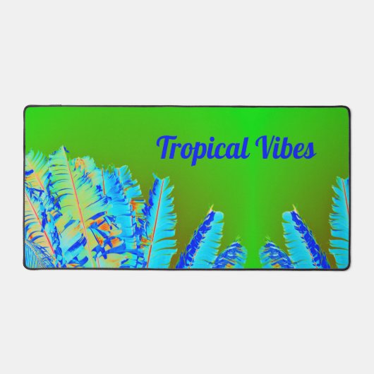 Psychedelic tropische vibes palmbomen groen blauw bureaumat (Voorkant)