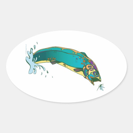 Psychedelic Trout Vist Ovale Sticker (Voorkant)