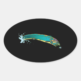 Psychedelic Trout Vist Ovale Sticker