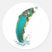 Psychedelic Trout Vist Ronde Sticker (Voorkant)