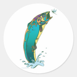 Psychedelic Trout Vist Ronde Sticker