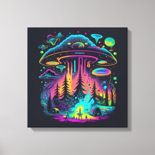 Psychedelic UFO Fantasy Kunst Canvas Afdruk (Voorkant)