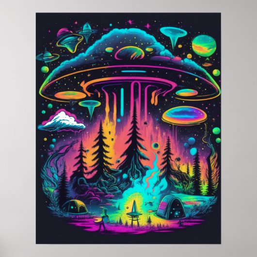 Psychedelic UFO Fantasy Kunst Poster (Voorkant)