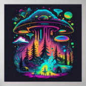 Psychedelic UFO Fantasy Kunst Poster (Voorkant)