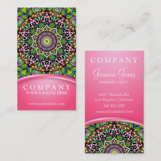Psychedelic verlaat Mandala Visitekaartje (Voorkant / Achterkant)