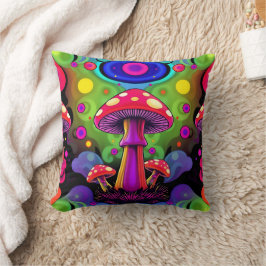 Psychedelic Vibrant Colorful Retro Mushrooms Kussen