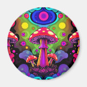 Psychedelic Vibrant Colorful Retro Mushrooms Magneet (Voorkant)