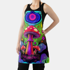 Psychedelic Vibrant Colorful Retro Mushrooms Schort