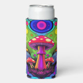 Psychedelic Vibrant Colorful Retro Mushrooms Seltzer Blikjeskoeler (Seltzer Voorkant)