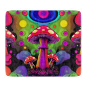 Psychedelic Vibrant Colorful Retro Mushrooms Snijplank (Voorkant)