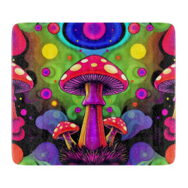 Psychedelic Vibrant Colorful Retro Mushrooms Snijplank