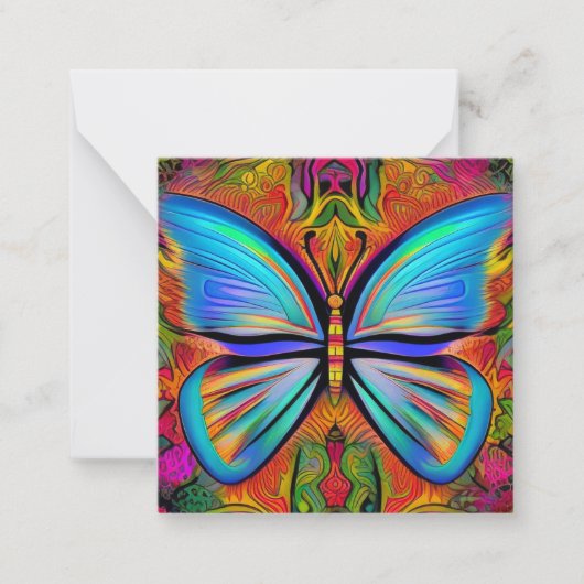 Psychedelic Vibrant Colors Butterfly Painting Notitiekaartje (Voorkant)