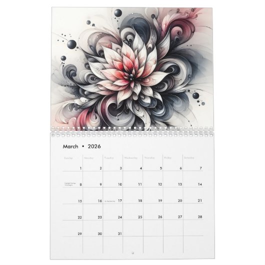 Psychedelic Vibrant Waterverf Abstracte Kunst 2026 Kalender (Mar 2026)