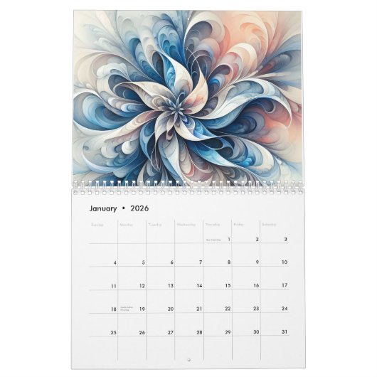 Psychedelic Vibrant Waterverf Abstracte Kunst 2026 Kalender (Jan 2026)