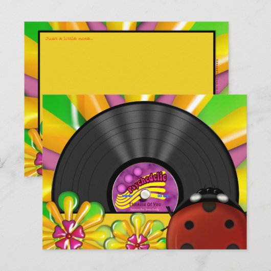 Psychedelic Vinyl Record persoonlijke Briefkaarten (Voorkant / Achterkant)