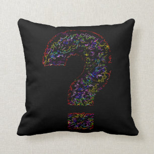 Psychedelic Vraag Mark Pillow op Black Kussen
