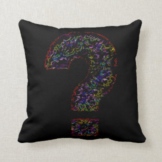 Psychedelic Vraag Mark Pillow op Black Kussen