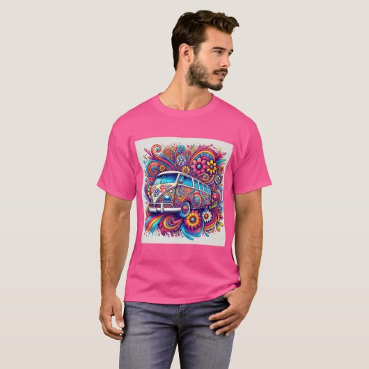 Psychedelic VW Bus Road Trip T-shirt (Voorkant volledig)