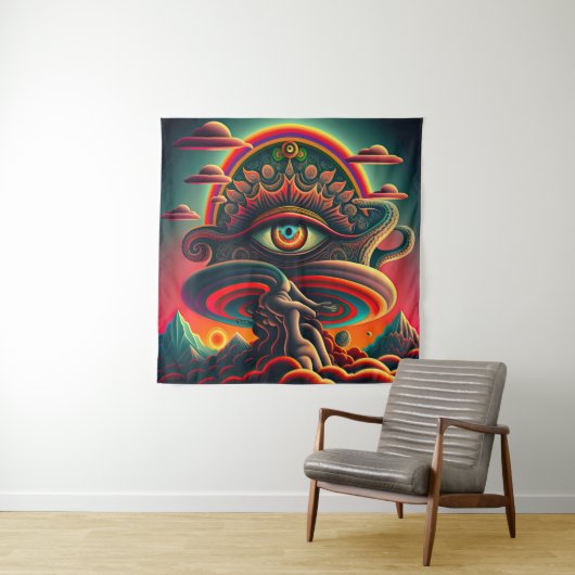 Psychedelic Wall Tapestry Wandkleed (In situ)