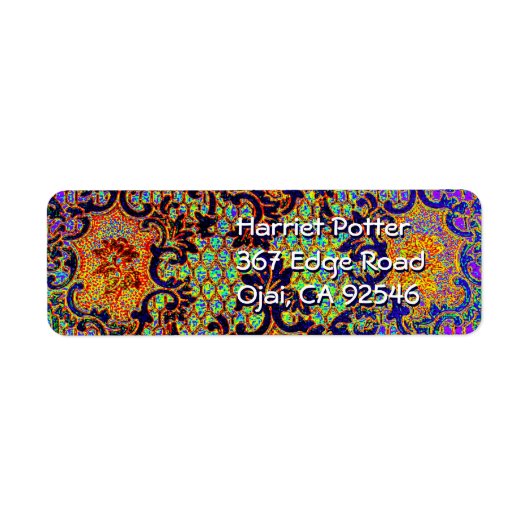 Psychedelic Wallpaper Floral Pattern Etiket (Voorkant)