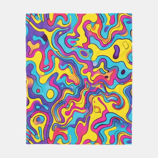 Psychedelic Waves Fleece Deken (Voorkant)