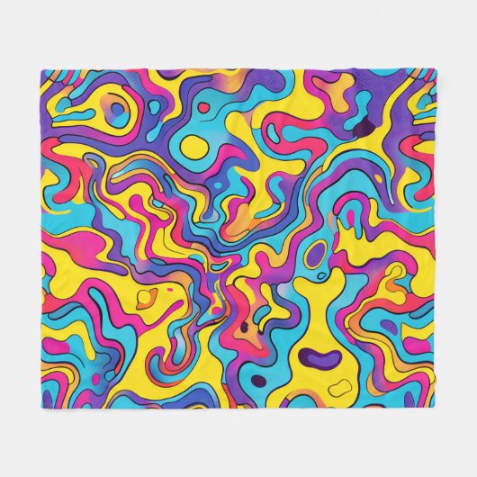 Psychedelic Waves Fleece Deken (Voorkant (Horizontaal))