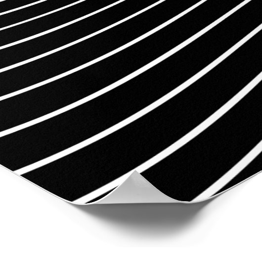 Psychedelic Wavy: zwarte witte achtergrond Poster (Hoek)