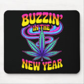Psychedelic Weed Buzzing In New Year 2026 Funny  Muismat (Voorkant)