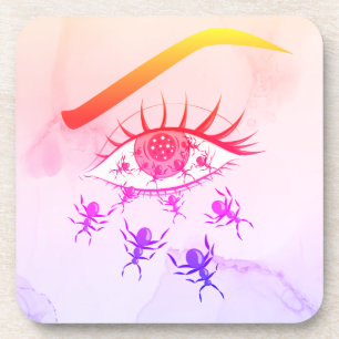 Psychedelic Weird Trippy Hippie Horror Bier Onderzetter