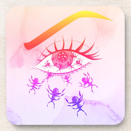 Psychedelic Weird Trippy Hippie Horror Bier Onderzetter (Voorkant)