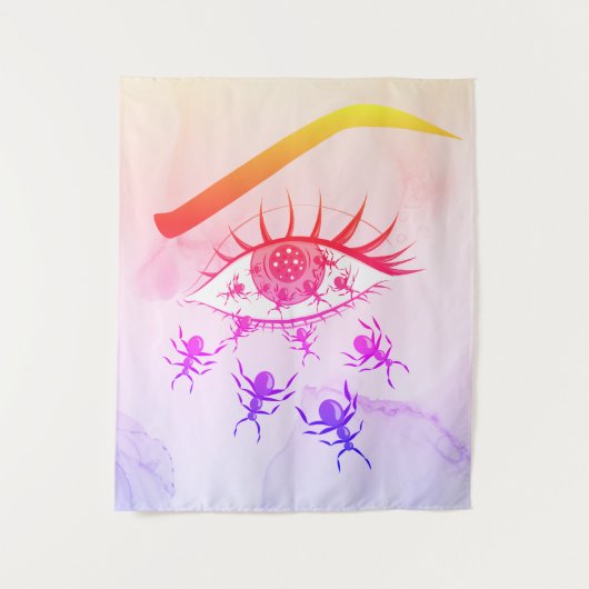 Psychedelic Weird Trippy Hippie Horror Wandkleed (Voorkant)
