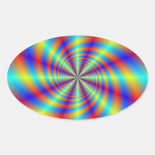 Psychedelic Whirl Oval Sticker (Voorkant)