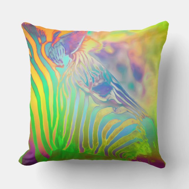 Psychedelic Wild Life Zebra Buitenkussen (Voorkant)
