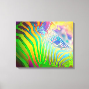 Psychedelic Wild Life Zebra Canvas Afdruk