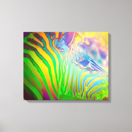 Psychedelic Wild Life Zebra Canvas Afdruk (Voorkant)