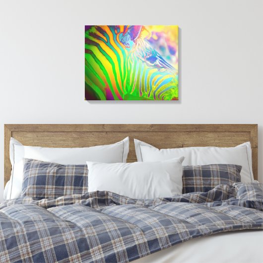 Psychedelic Wild Life Zebra Canvas Afdruk (Insitu (Slaapkamer))